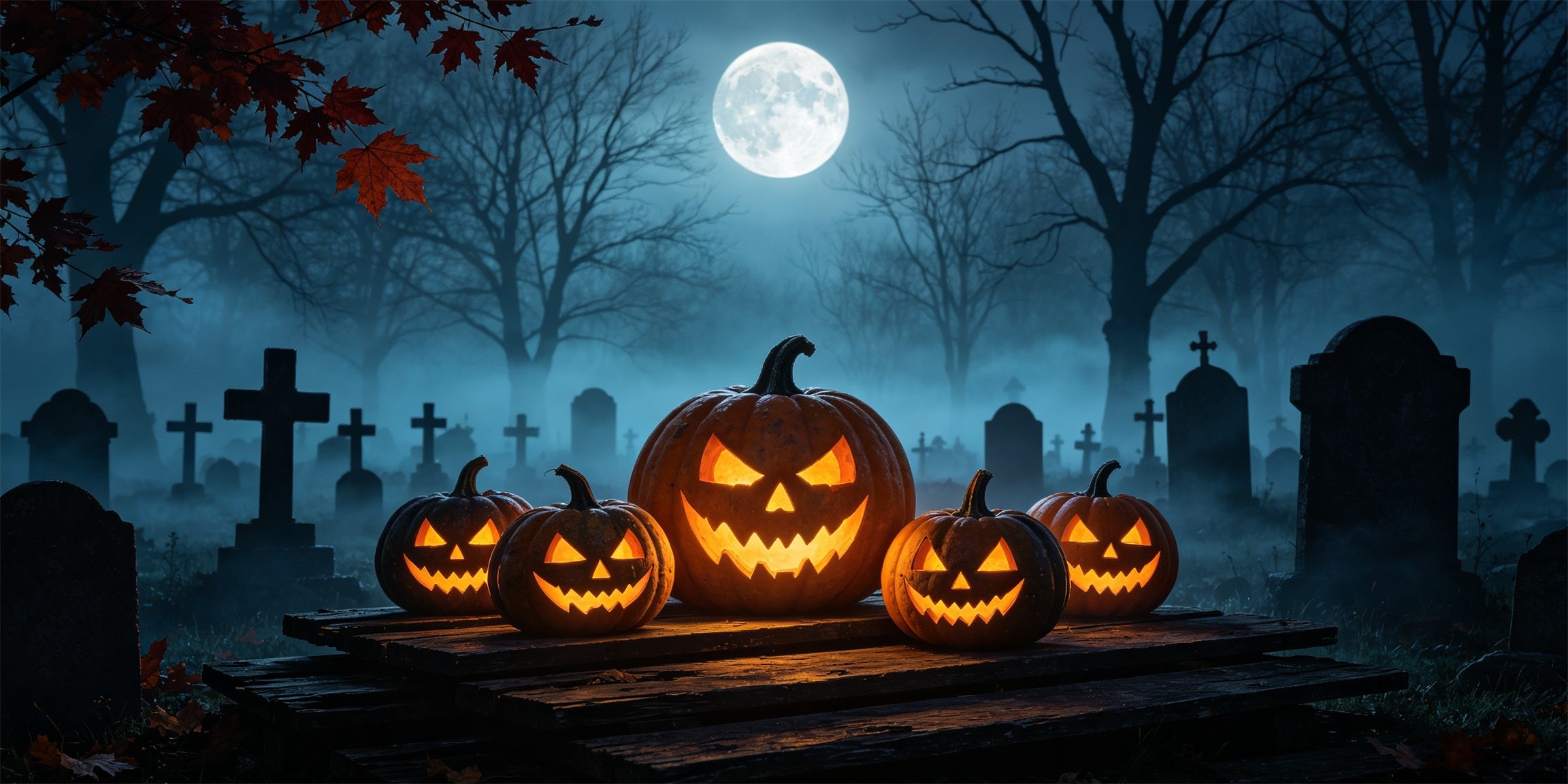 Jack O Lantern Garage Door Cover Moonlit Pumpkin Graveyard Halloween Garage Door Banner GQ67-52-2 car