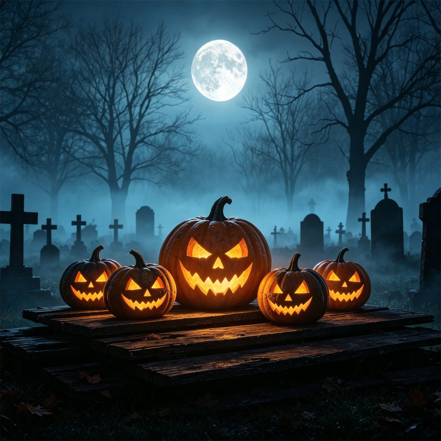 Jack O Lantern Garage Door Cover Moonlit Pumpkin Graveyard Halloween Garage Door Banner GQ67-52-1 car