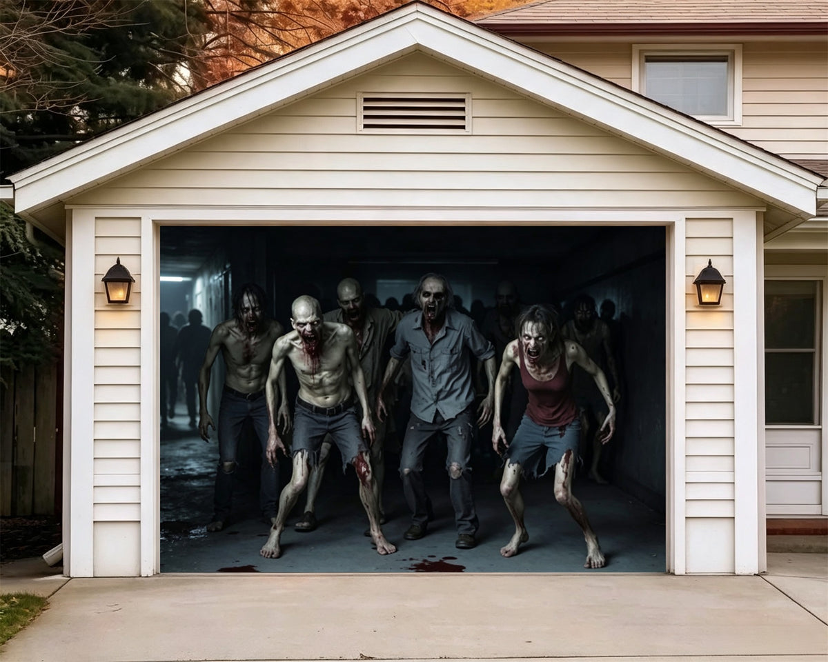 Zombie Halloween Garage Door Decor Raging Hospital Corridor Halloween Garage Door Decoration GQ67-53-1 car