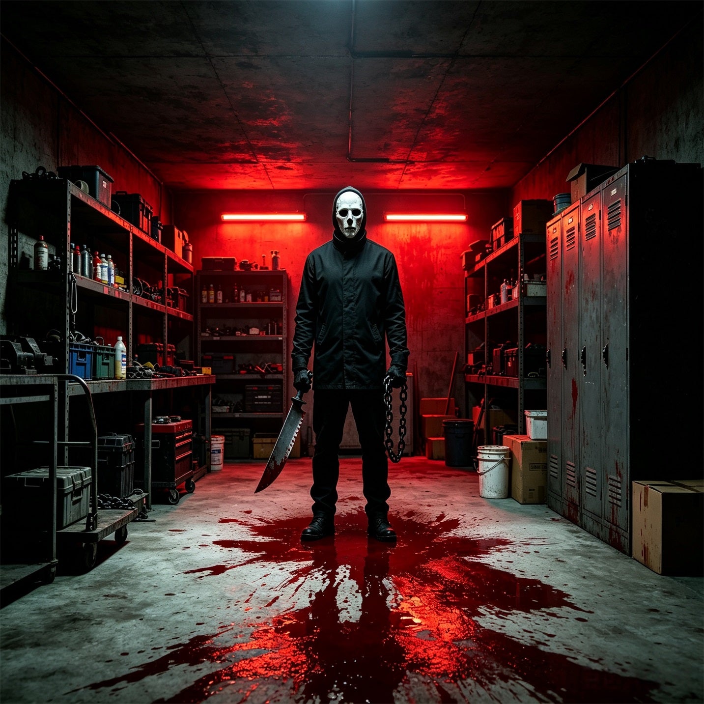 Gothic Halloween Garage Door Cover Masked Killer Workshop Halloween Outdoor Garage Decorations GQ67-56-1 car