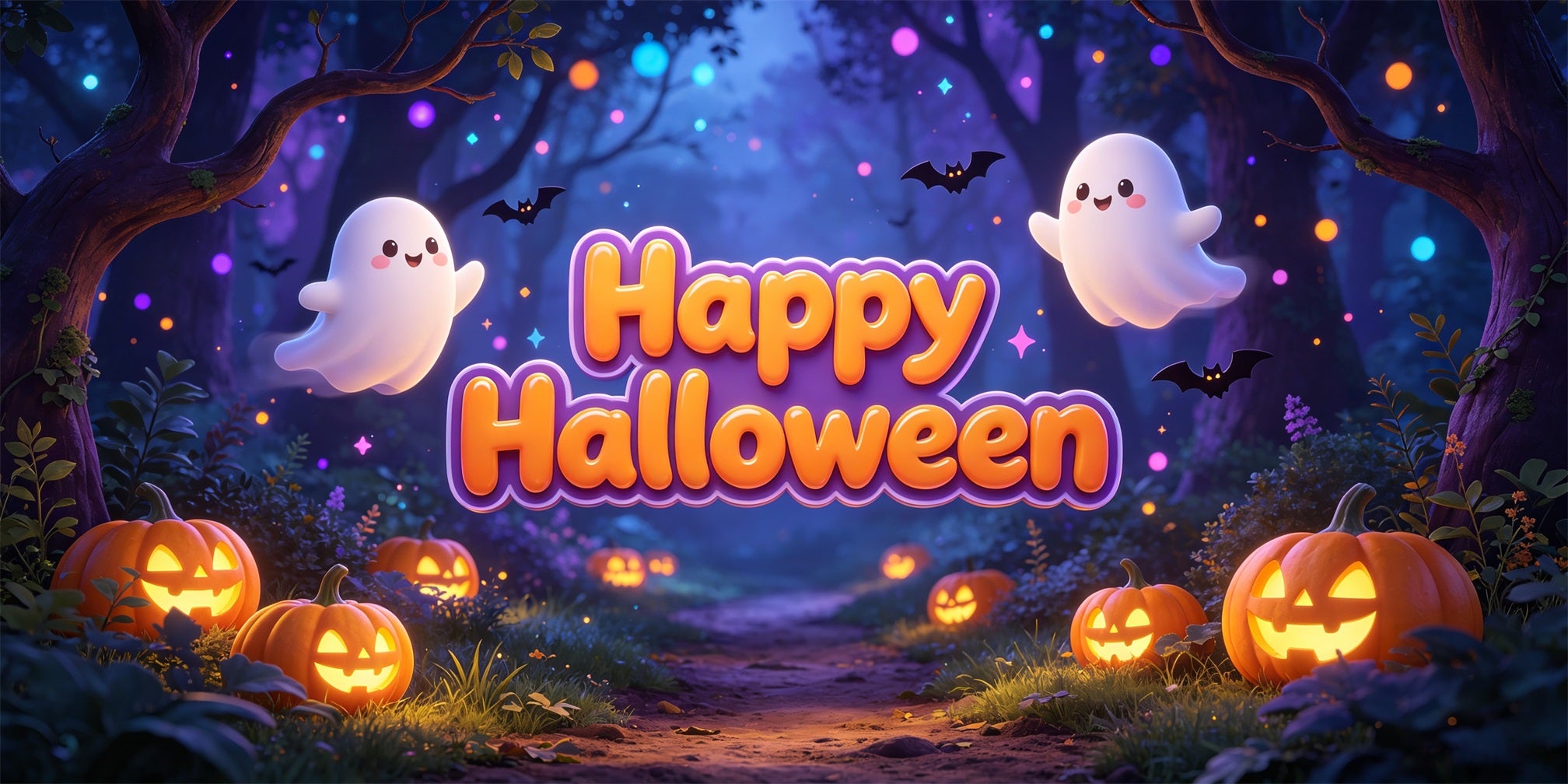 Cute Halloween Garage Door Decor Ghost Pumpkin Forest Outdoor Halloween Garage Door Banner GQ67-64-2 car