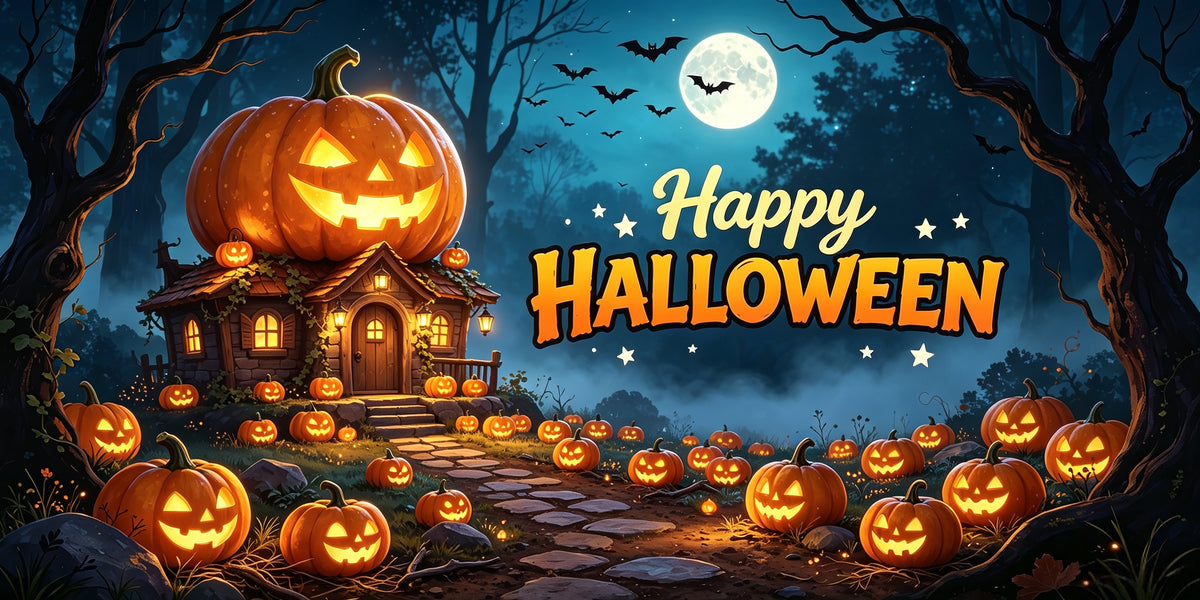 Jack O Lantern Garage Door Cover Pumpkin Cottage Night Halloween Garage Door Decor GQ67-69-2 car