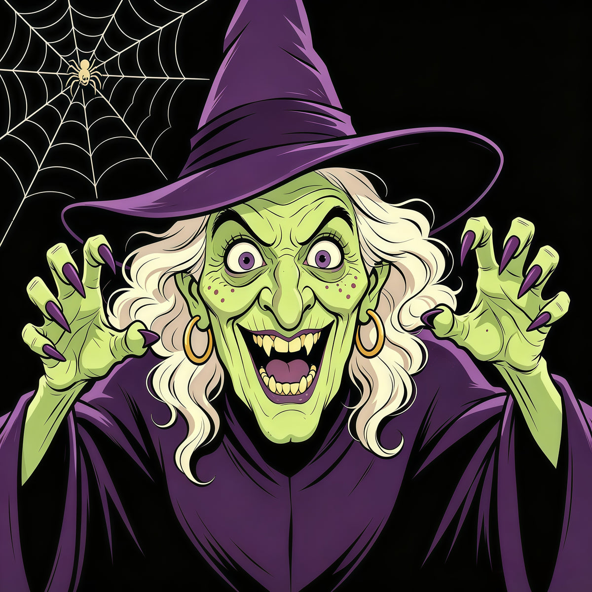Witch Halloween Garage Door Cover Grinning Green Webs Halloween House Garage Decorations GQ67-72-1 car