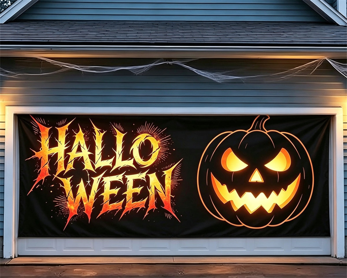 Gothic Halloween Garage Door Cover Fiery Pumpkin Glow Halloween Yard Garage Door Decor GQ67-73-2 car