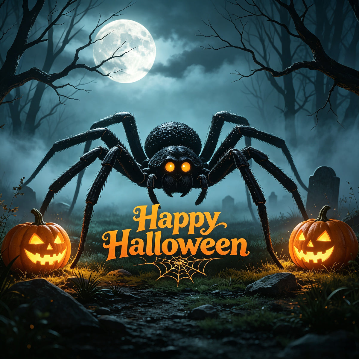 Spider Garage Door Cover Pumpkin Graveyard Night Halloween Party Garage Door Banner GQ67-74-1 car