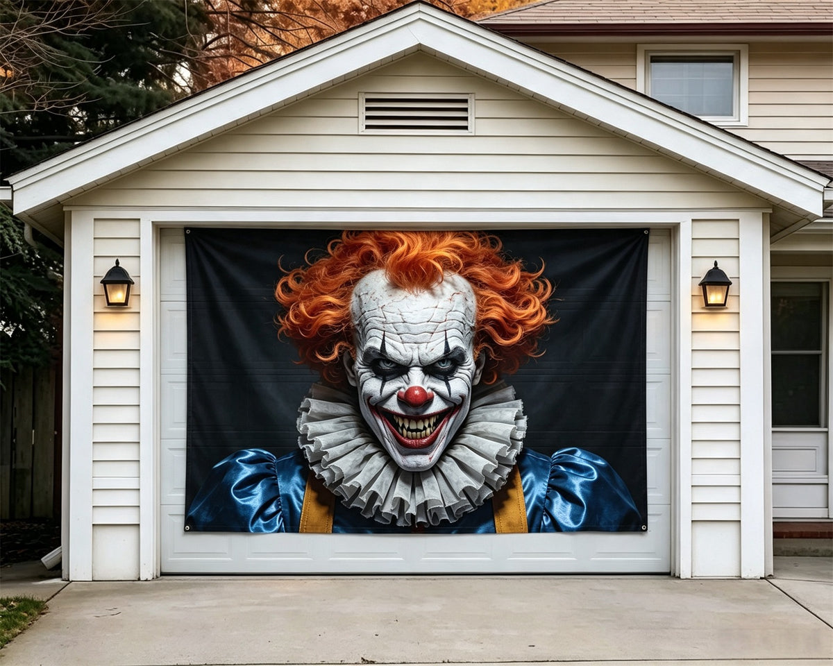 Clown Halloween Garage Door Cover Sinister Redhaired Halloween Garage Door Decor GQ67-77-1 car