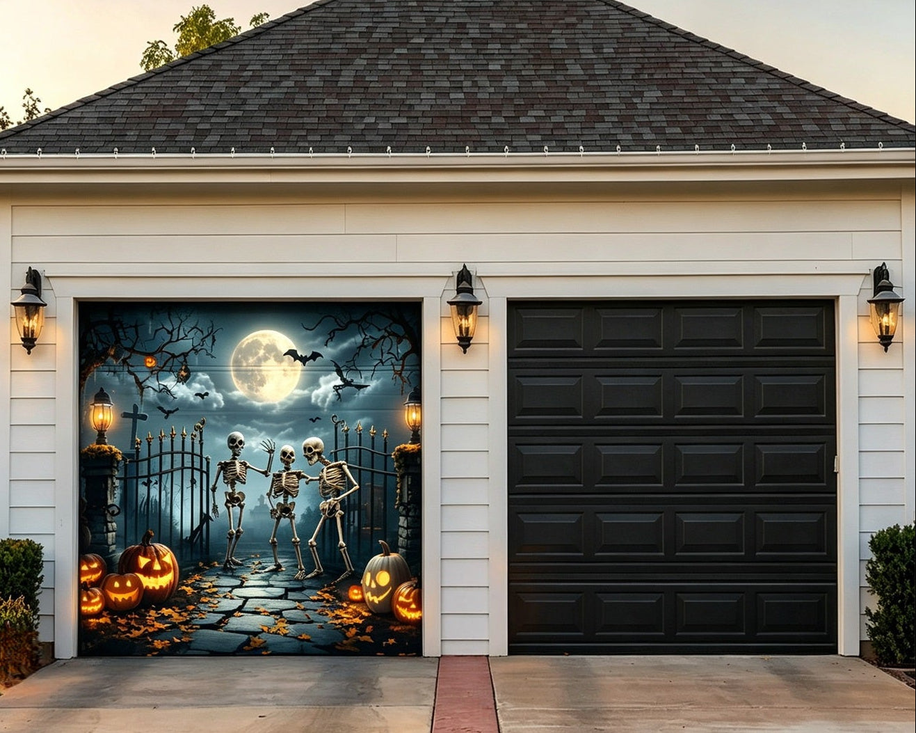 Halloween Skeleton Backdrop Cemetery Party Halloween Garage Door Tapestry GQ67-8-1 car