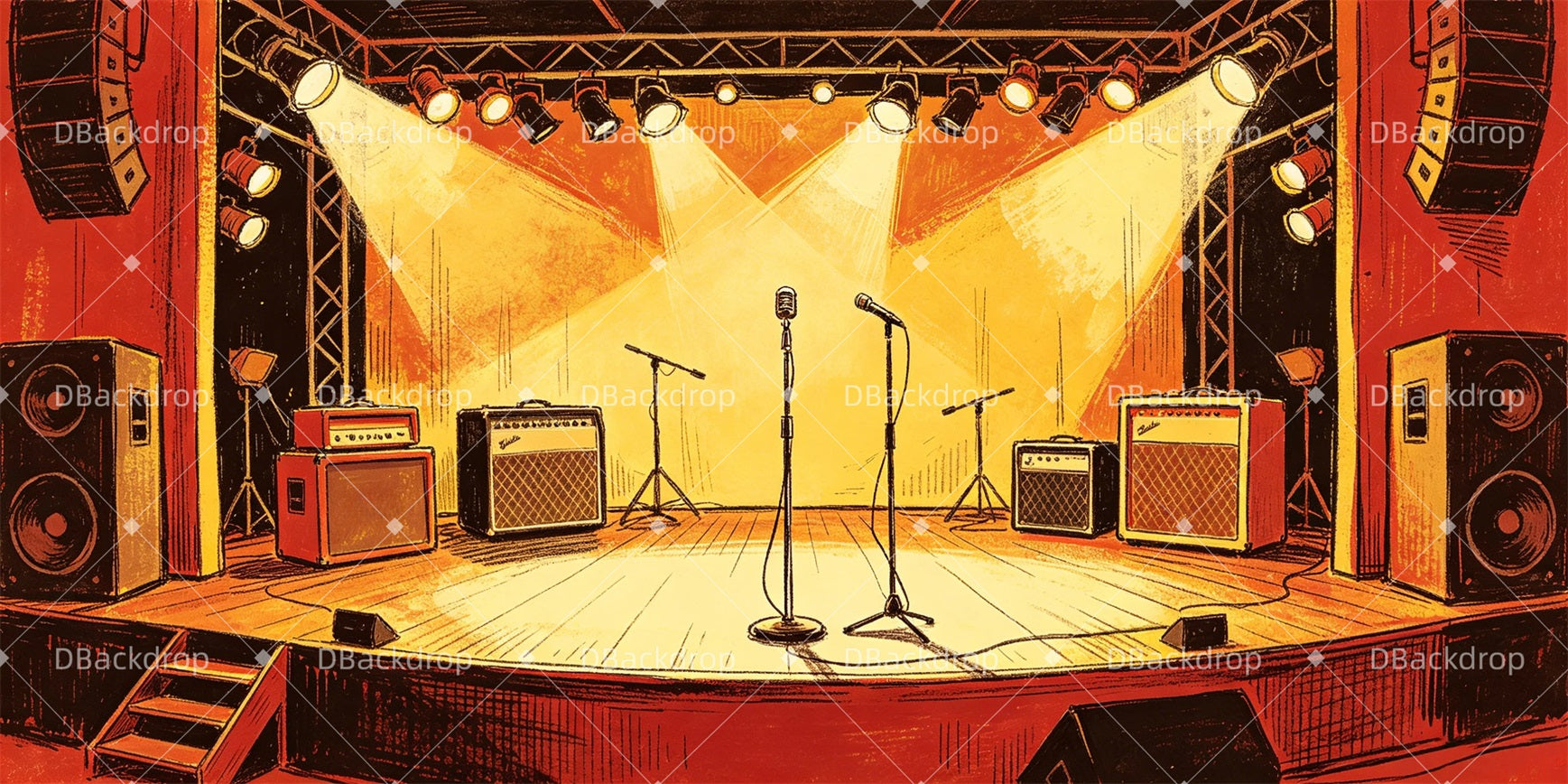 Musical Backdrops Stage Live Performance Broadway Stage Backdrop GQ67-T19