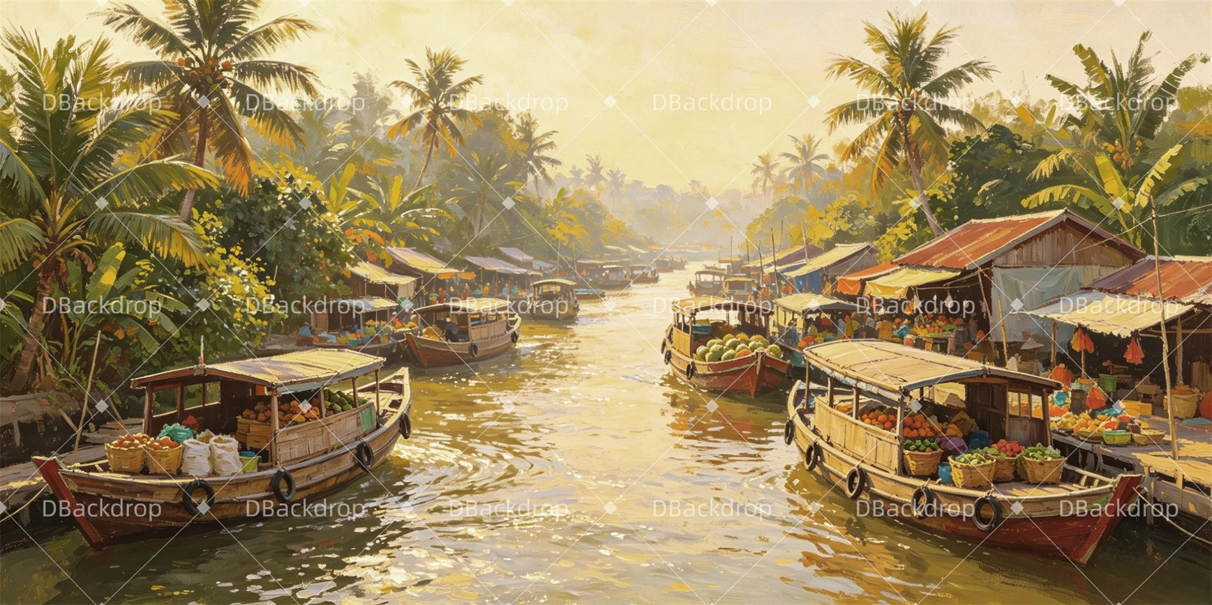 Cheap Theater Backdrops Floating Market River Stage Backdrop Ideas GQ67-T29