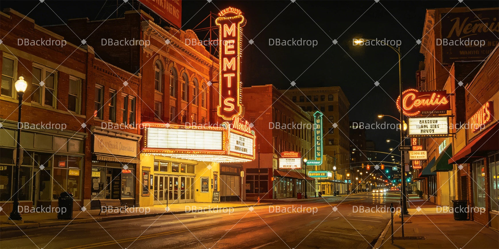 Theater Backdrop Downtown Billboard Street Stage Backdrop Ideas GQ67-T6
