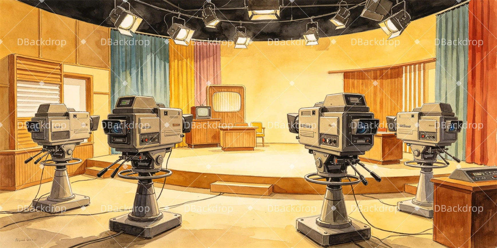 Performance Backdrop TV Broadcast Stage Backdrop For Theater Play GQ67-T8