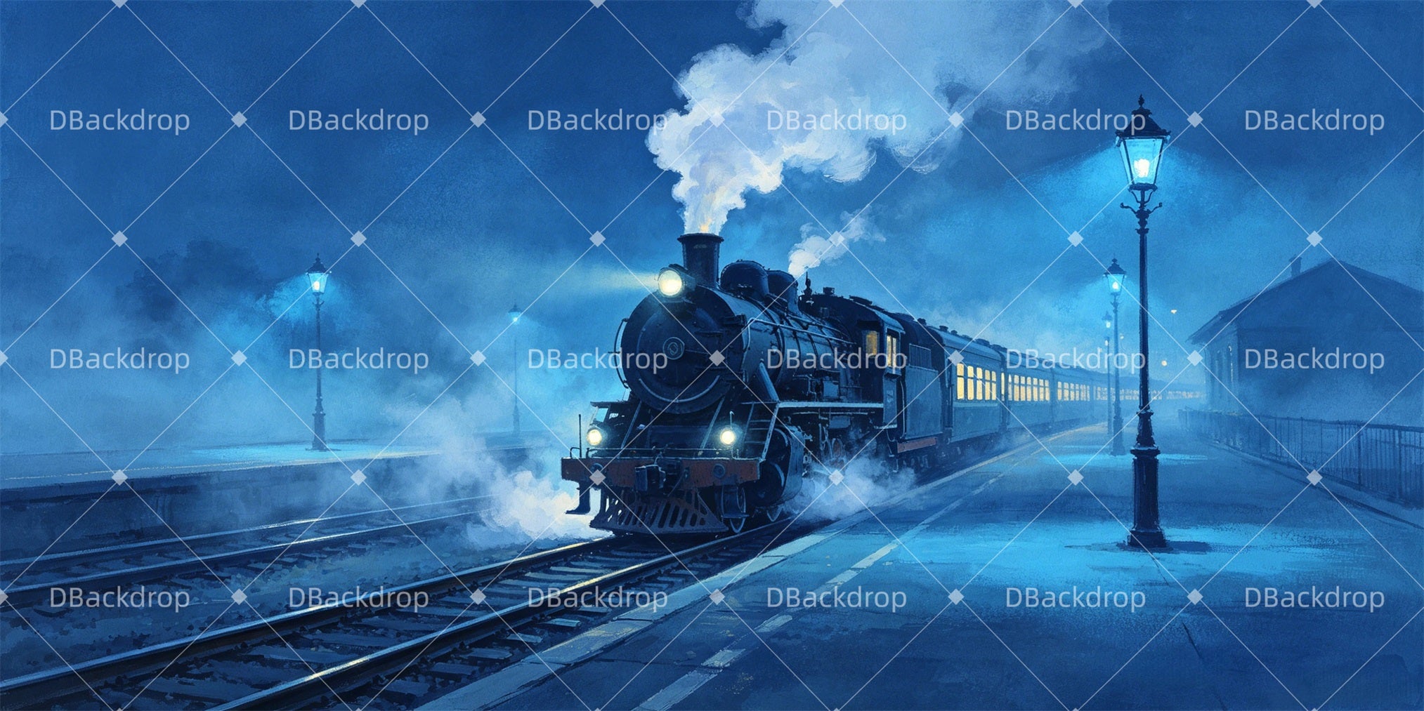 School Play Backdrop Train Station Professional Stage Backdrops GQ67-T9