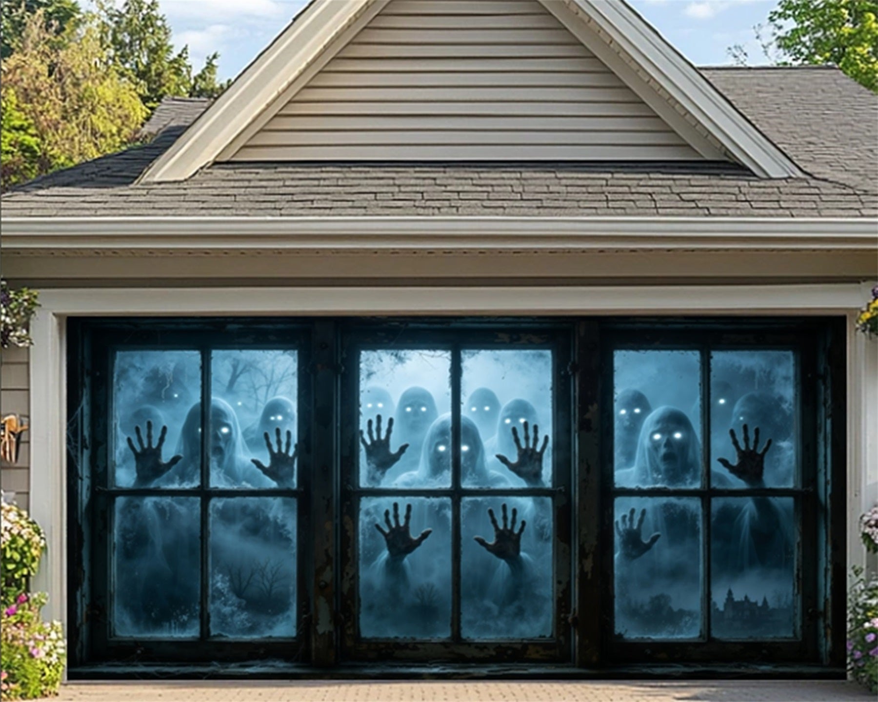 Zombie Halloween Garage Door Decor Glowing Ghost Haunted Window Halloween House Garage Decorations GQ68-11-2 car