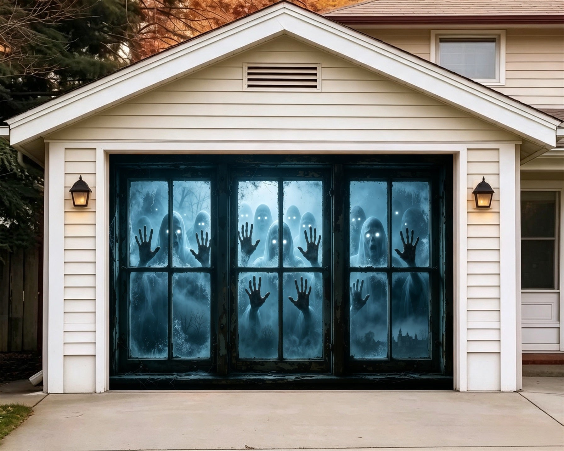 Zombie Halloween Garage Door Decor Glowing Ghost Haunted Window Halloween House Garage Decorations GQ68-11-1 car