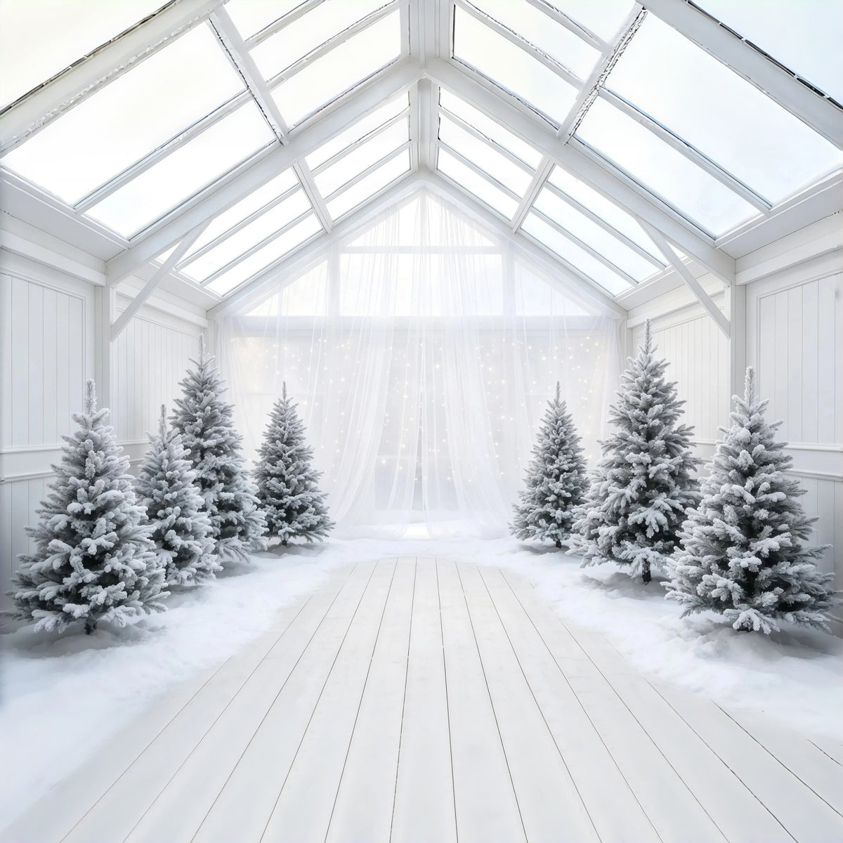 Christmas Tree Backdrop Frosted White Pine Atrium Muslin Christmas Backdrop GQ68-111
