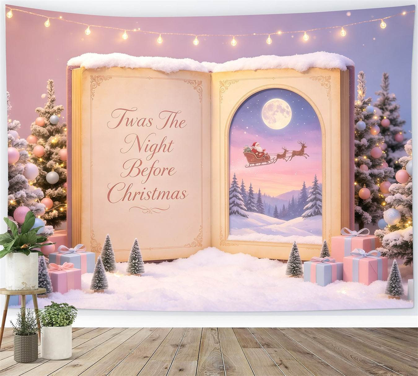 Magical Christmas Backdrop Storybook Santa Winter Book Backdrop Christmas GQ68-119
