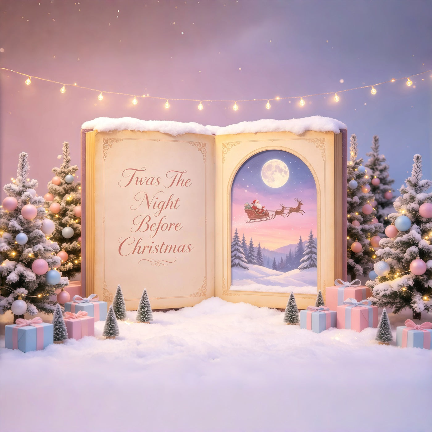 Magical Christmas Backdrop Storybook Santa Winter Book Backdrop Christmas GQ68-119