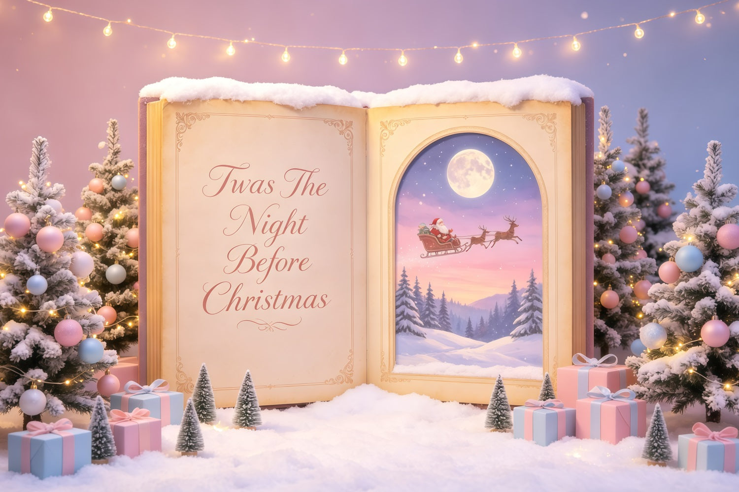 Magical Christmas Backdrop Storybook Santa Winter Book Backdrop Christmas GQ68-119