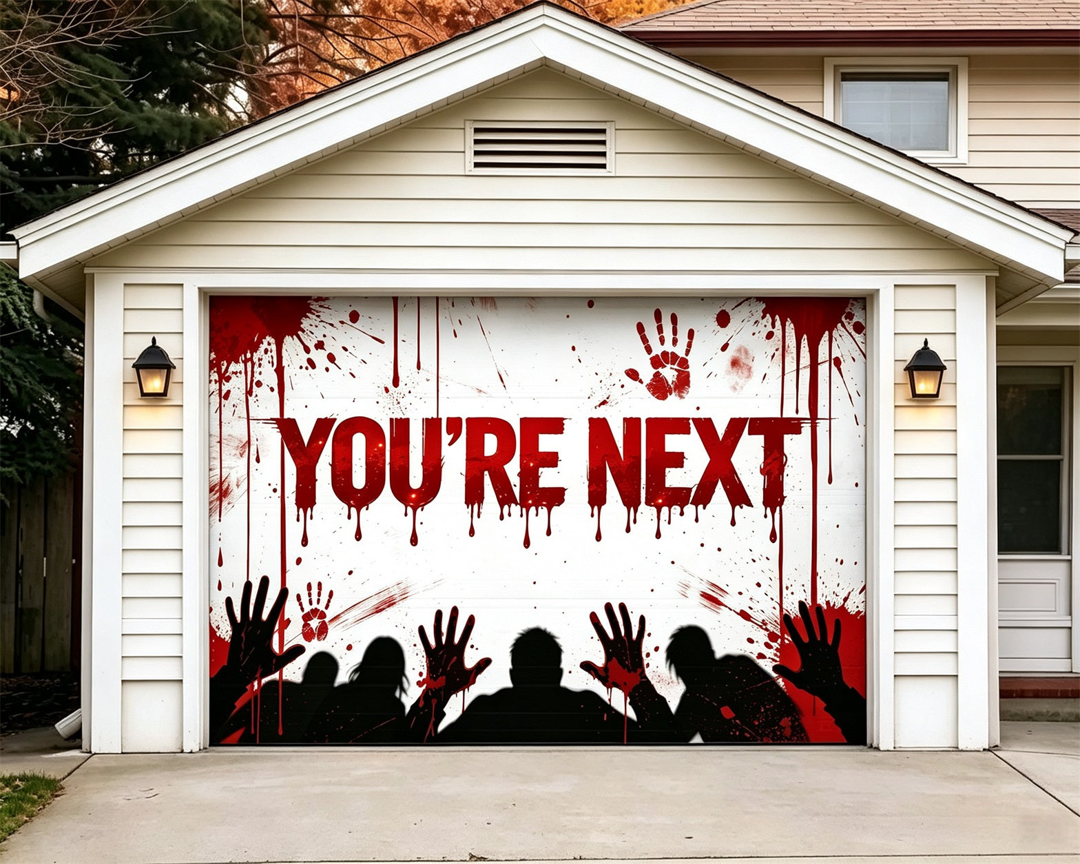 Vampire Halloween Garage Door Cover Bloody Zombie Warning Poster Halloween Yard Garage Door Decor GQ68-12-1 car