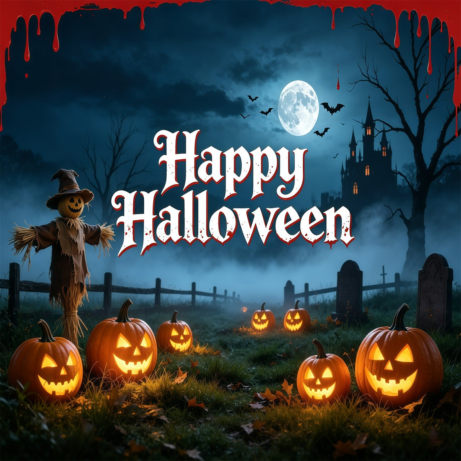 Scarecrow Halloween Garage Door Cover Moonlit Pumpkin Graveyard Halloween Party Garage Door Cover GQ68-13-1 car