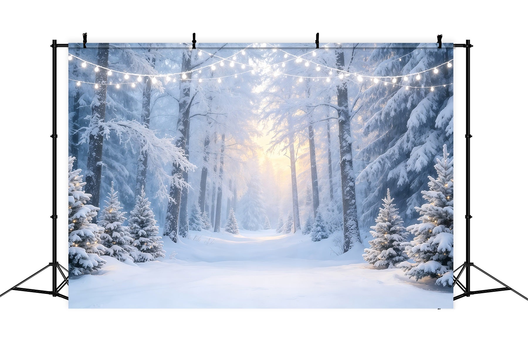 Winter Wonderland Christmas Backdrop Snowy Forest Path Photography Backdrops Christmas GQ68-130