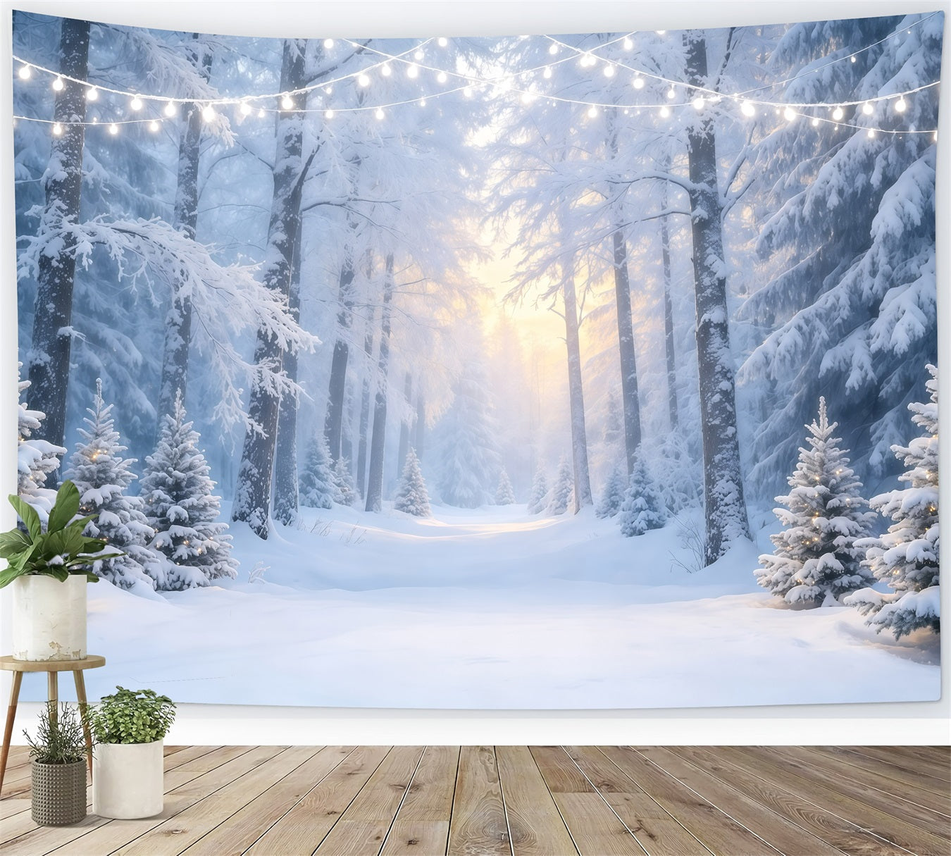 Winter Wonderland Christmas Backdrop Snowy Forest Path Photography Backdrops Christmas GQ68-130