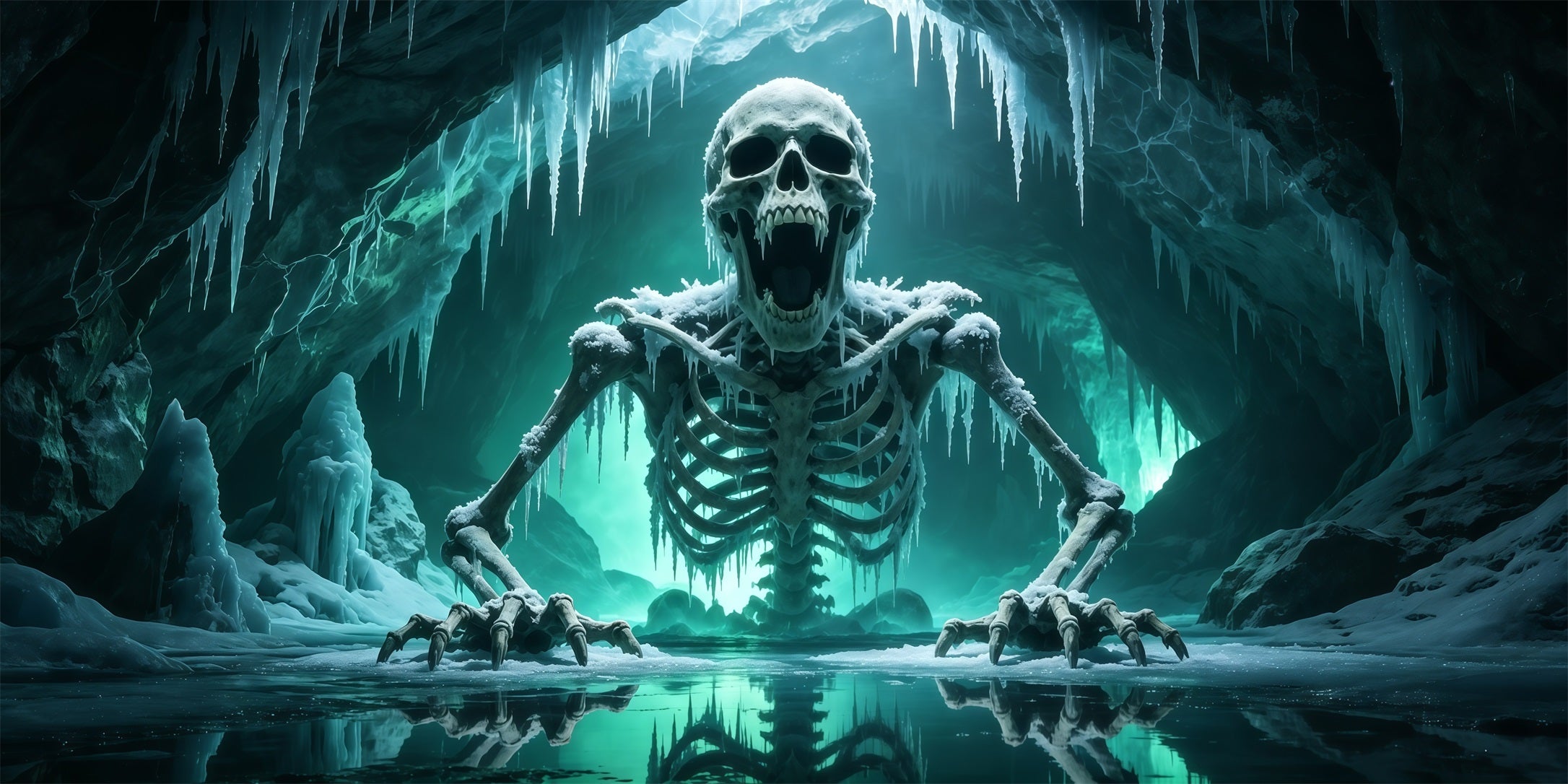 Creepy Halloween Garage Door Decor Frozen Skeleton Ice Cave Halloween Porch Garage Door Decor GQ68-19-2 car
