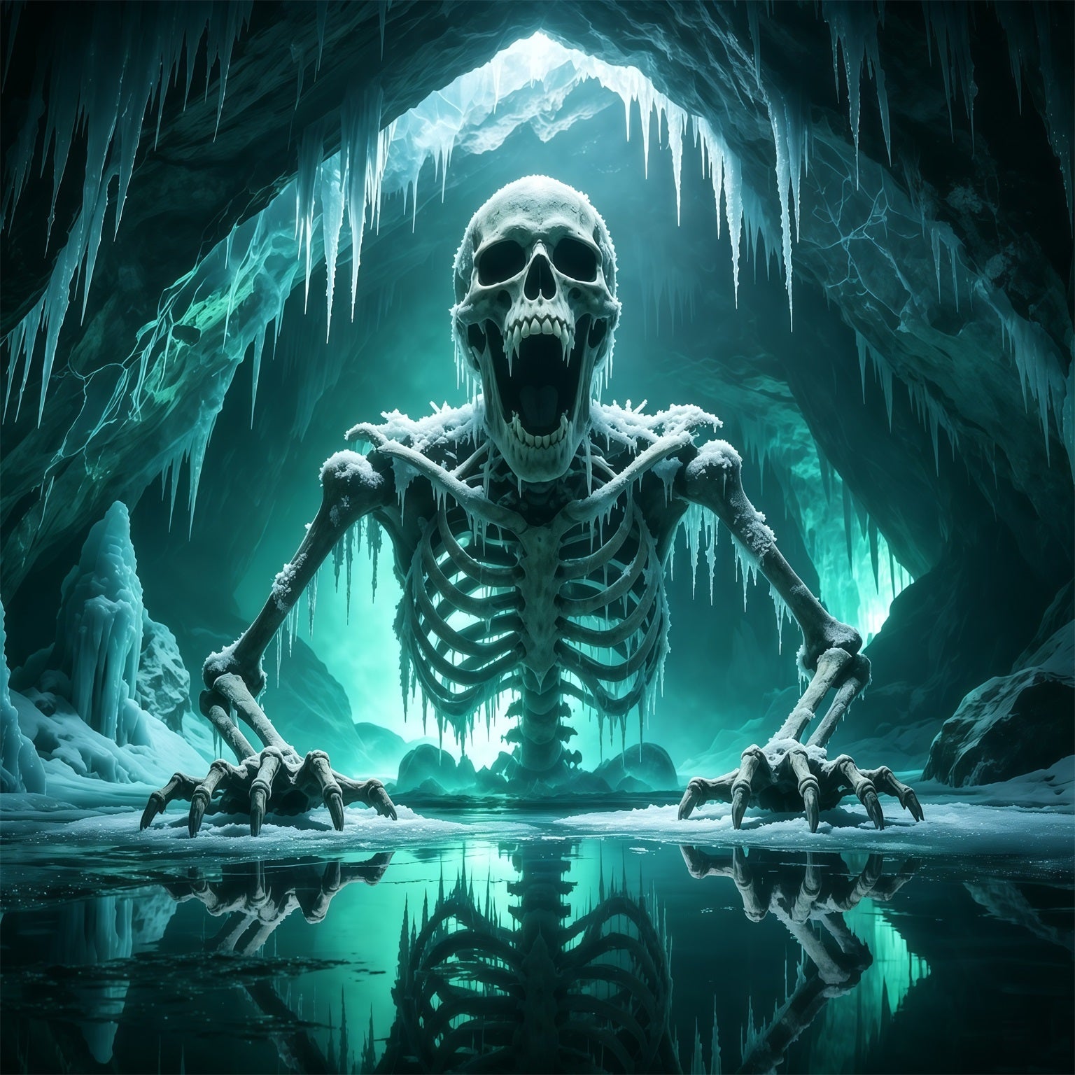 Creepy Halloween Garage Door Decor Frozen Skeleton Ice Cave Halloween Porch Garage Door Decor GQ68-19-1 car