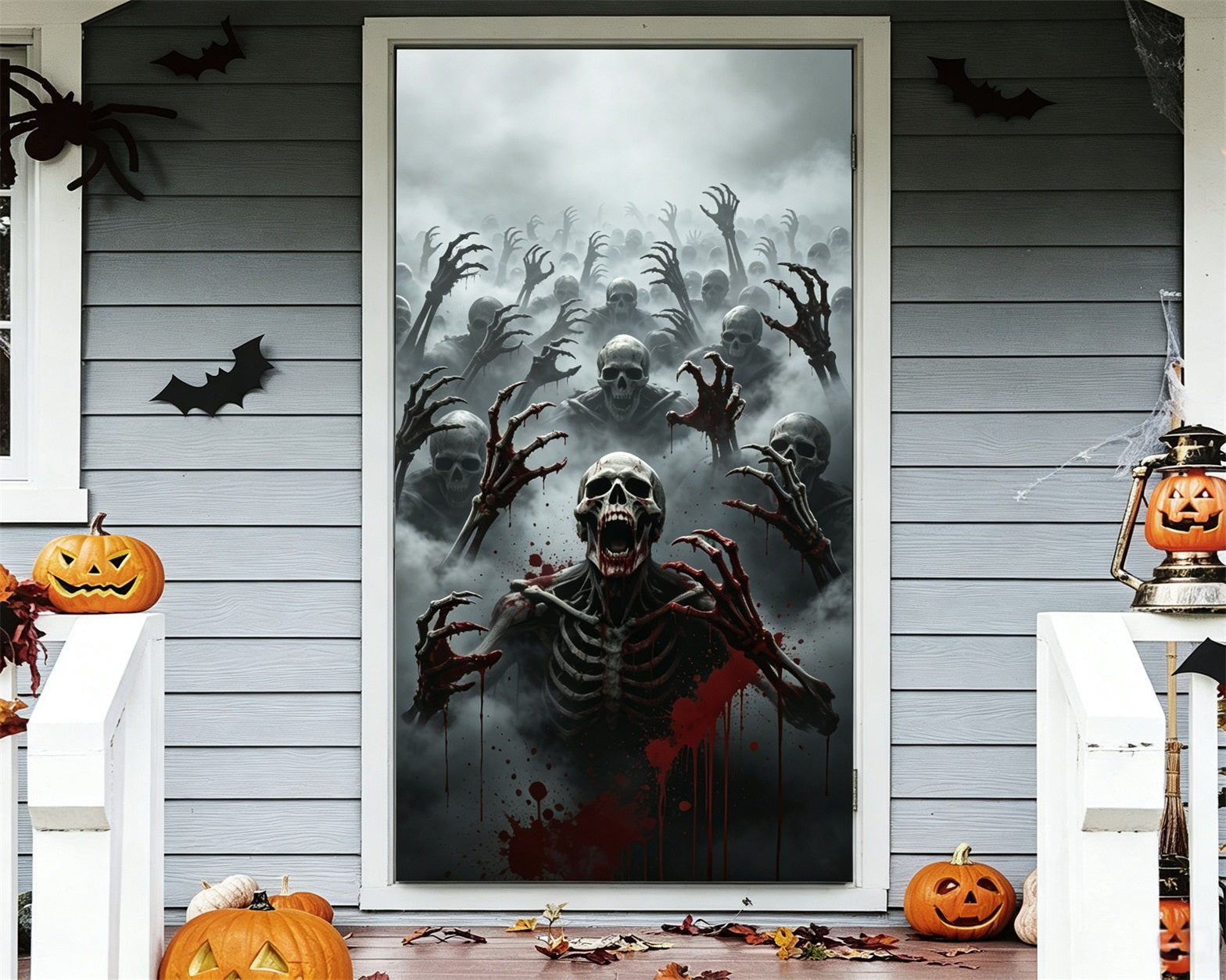 Zombie Graveyard Door Fogbound Skeleton Horde Scary Halloween Door Cover GQ68-25