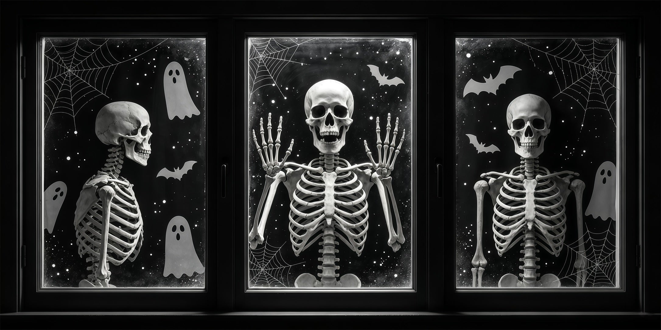 Skeleton Halloween Garage Door Cover Skeleton Ghost Cobweb Window Full Size Halloween Garage Door Cover GQ68-3-2 car