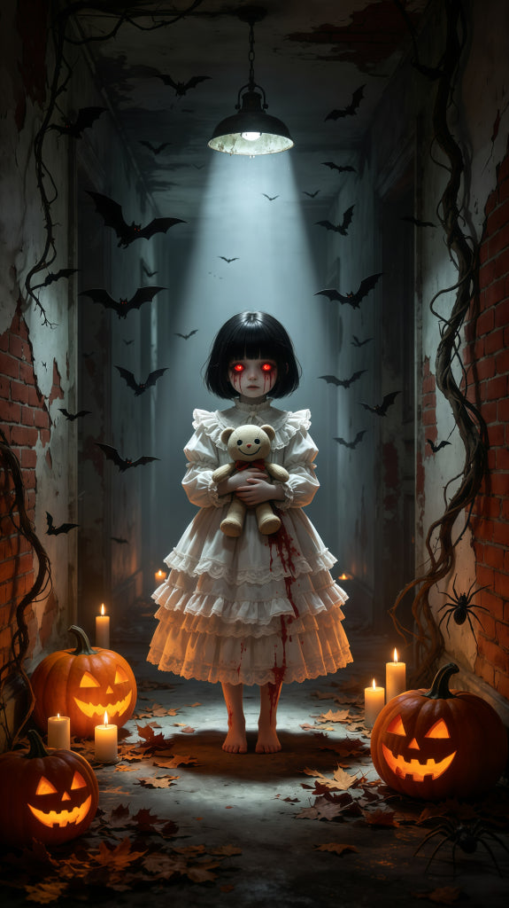 Haunted Doll Door Creepy Doll Corridor Halloween Front Door Decoration GQ68-40