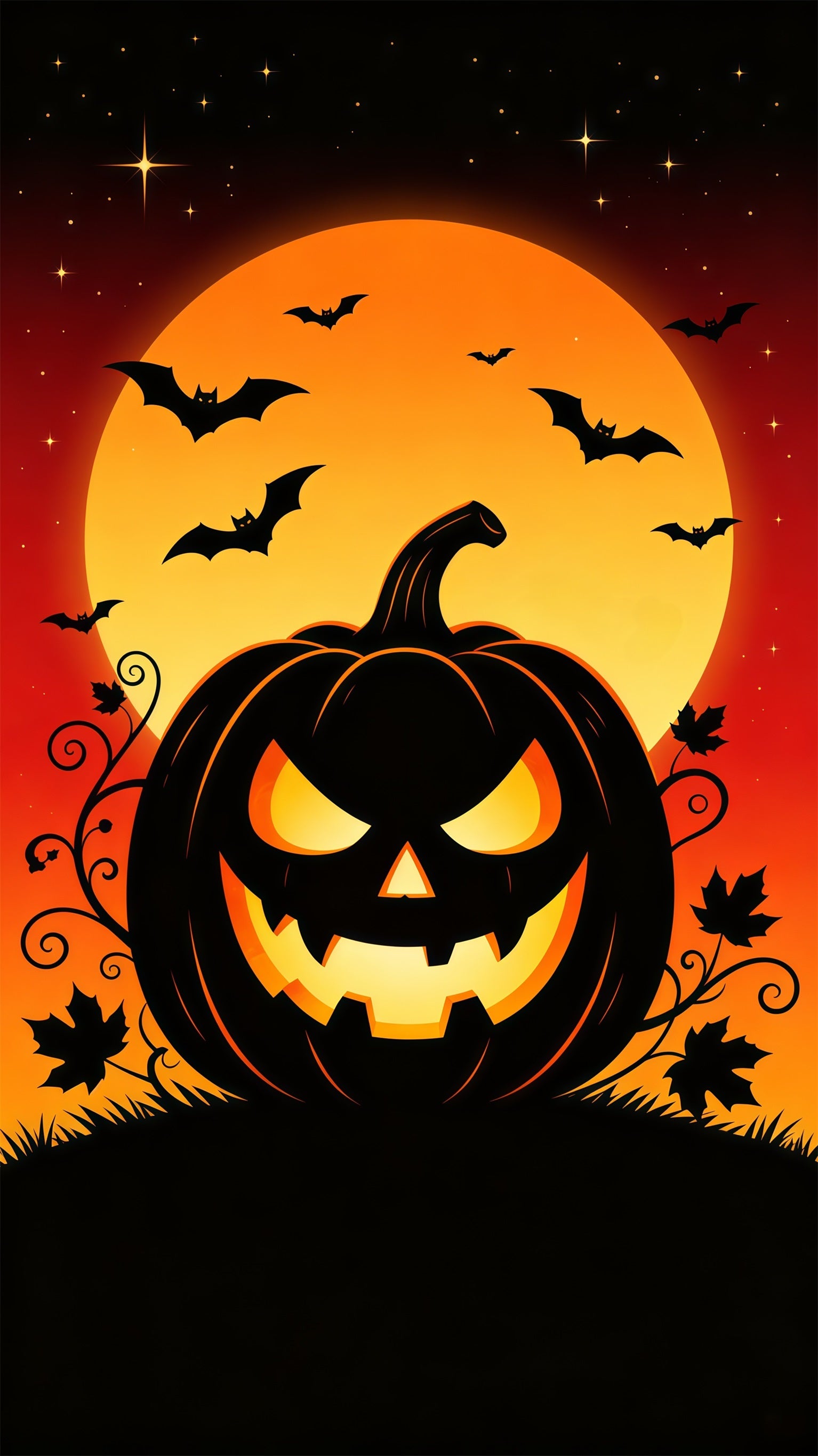 Jack O Lantern Door Black Pumpkin Silhouette Halloween Door Poster GQ68-44