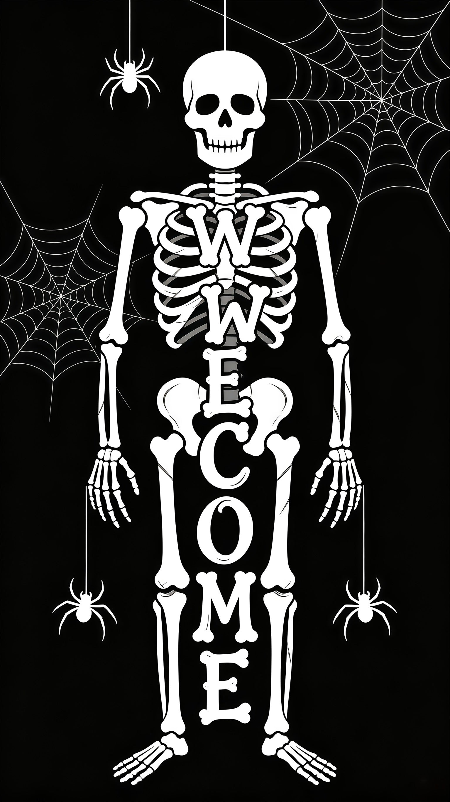 Skeleton Welcome Door Skeleton Web Silhouette Halloween Door Backdrop GQ68-46