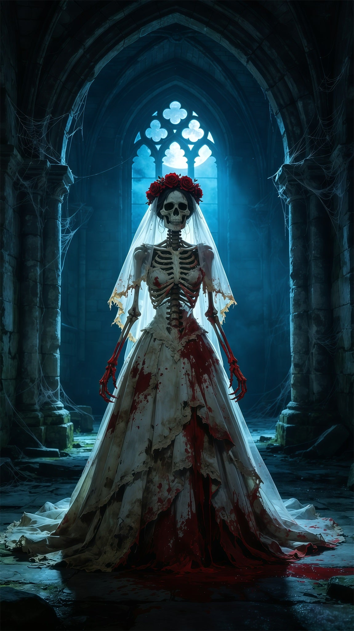 Skeleton Bride Door Gothic Cathedral Bride Halloween Bedroom Door Poster GQ68-51