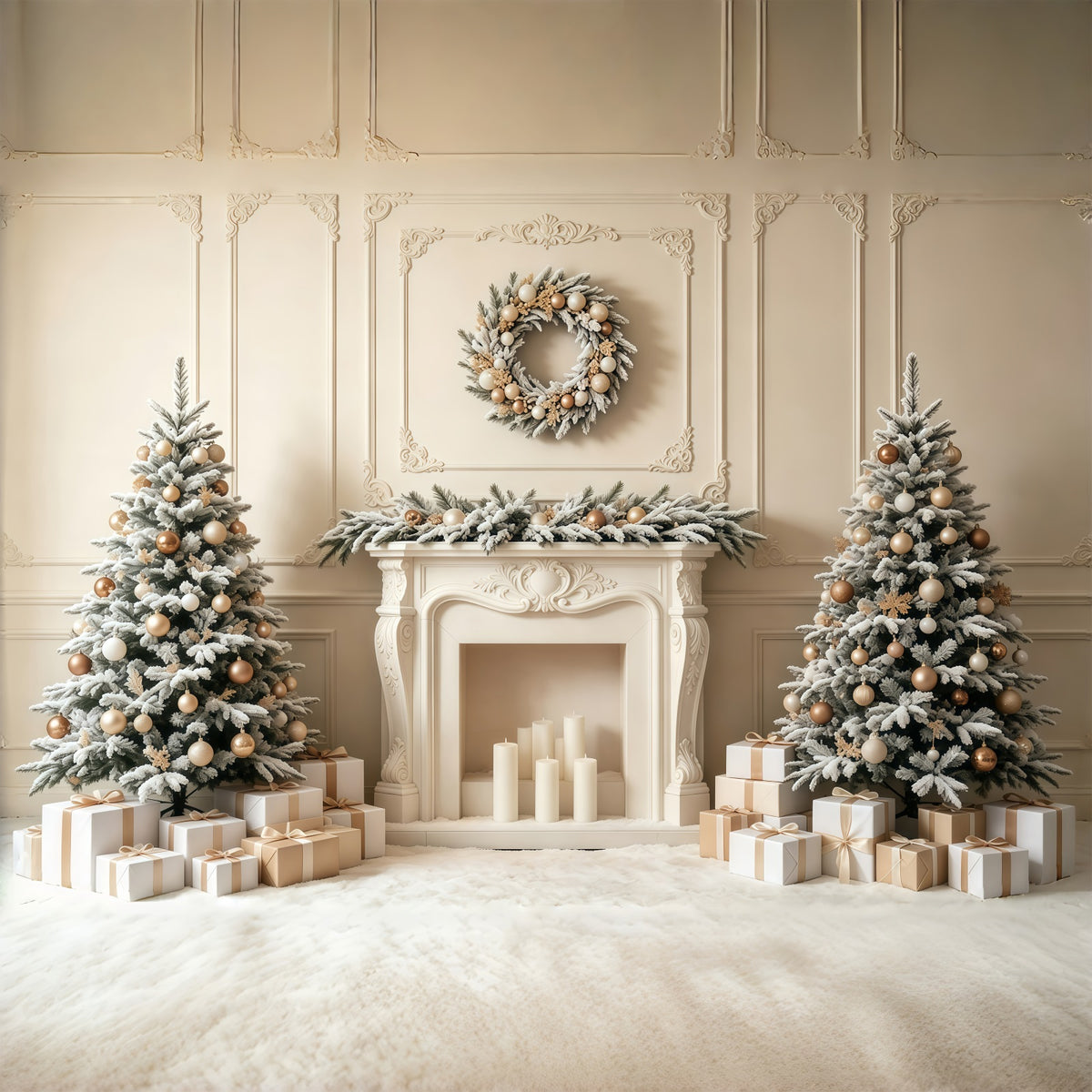 Elegant Christmas Backdrop Elegant Frosted Fireplace Mantel Studio Christmas Backdrop GQ68-66