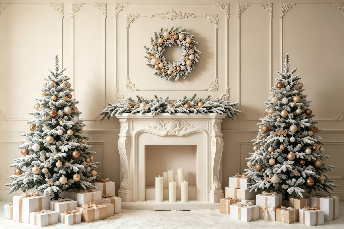 Elegant Christmas Backdrop Elegant Frosted Fireplace Mantel Studio Christmas Backdrop GQ68-66