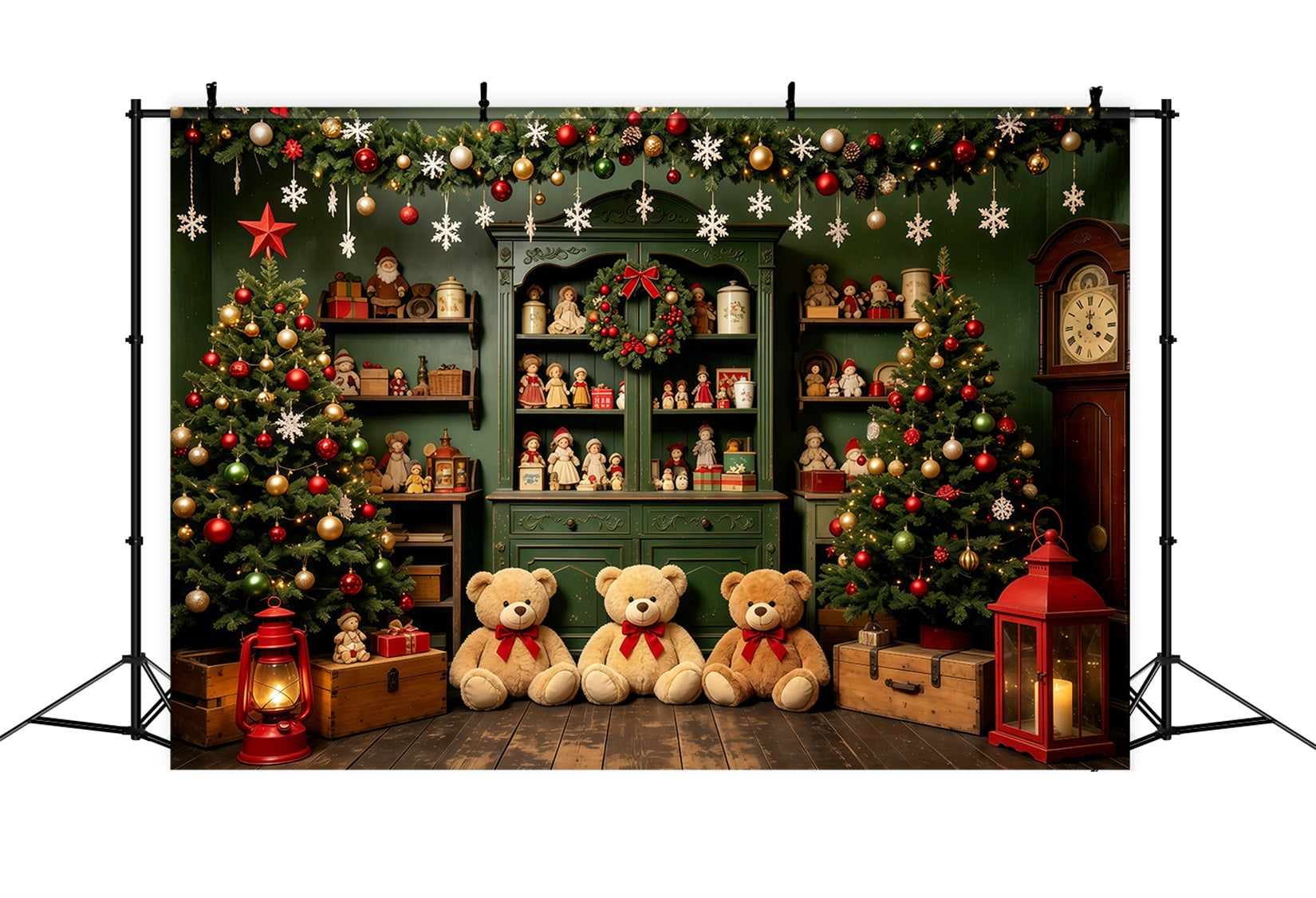 Christmas Kids Backdrop Dollhouse Toy Shelf Display Christmas Muslin Backdrops GQ68-77