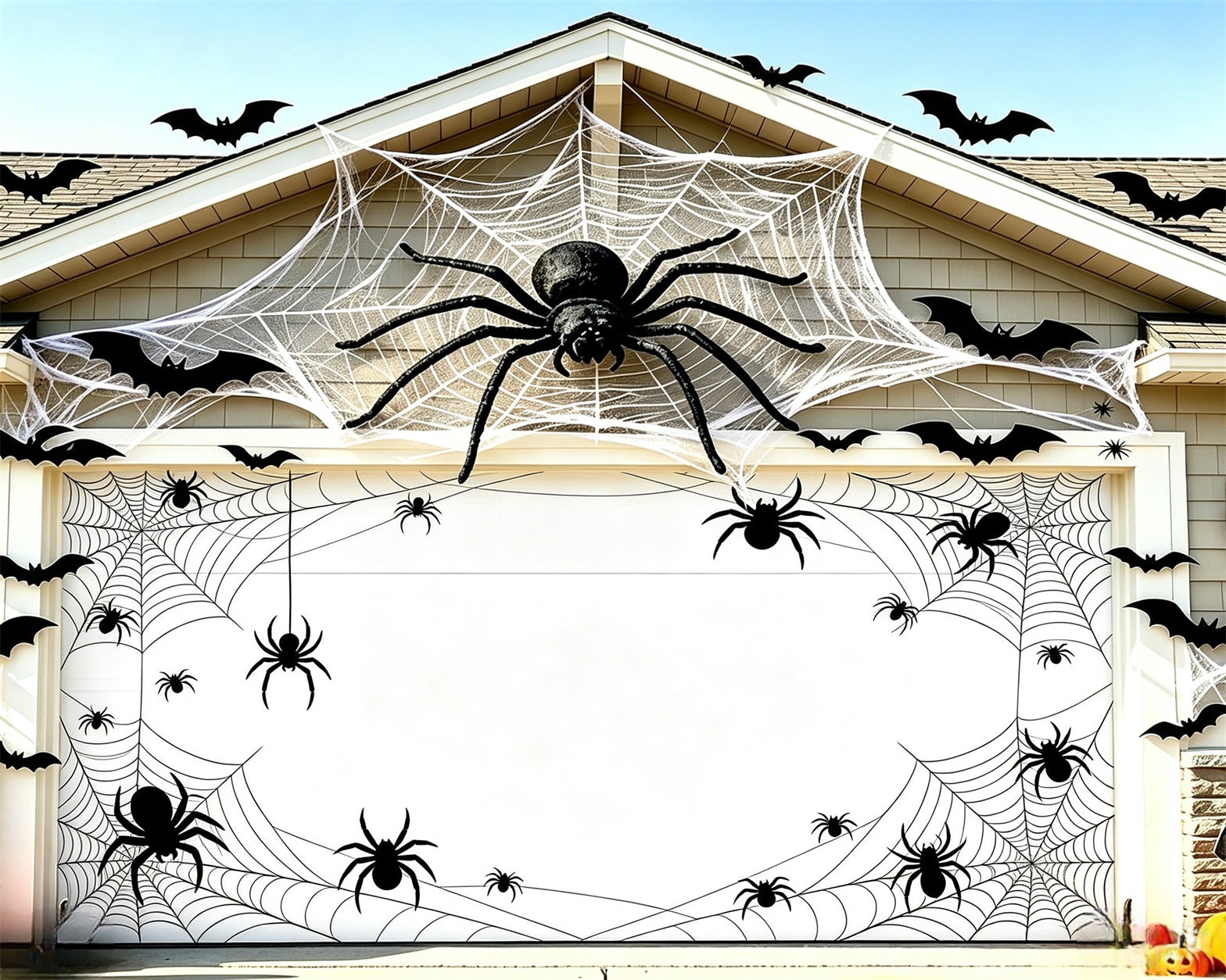 Spider Web Garage Door Cover Spider Web Silhouette Border Halloween Garage Decorations GQ68-9-2 car