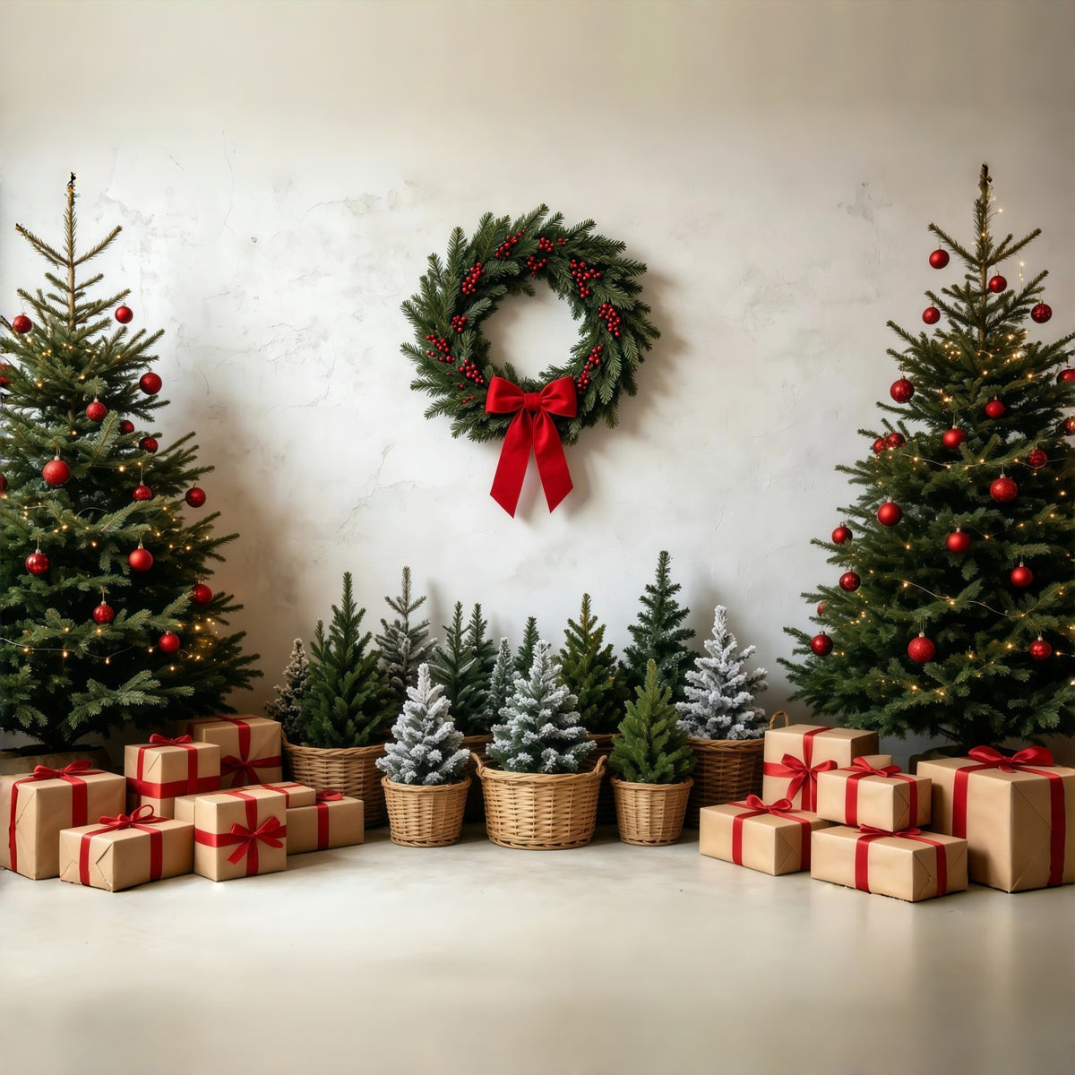 Christmas Tree Backdrop Rustic Wreath Gift Display Studio Backdrops Christmas GQ68-99