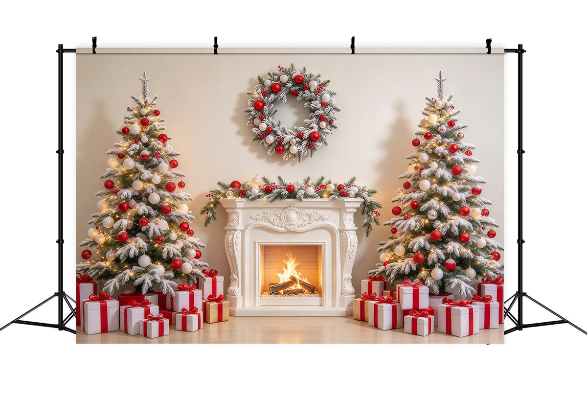 Red And White Christmas Backdrop Cpzy Fireplace Display 10 x 10 Christmas Backdrop GQ69-101