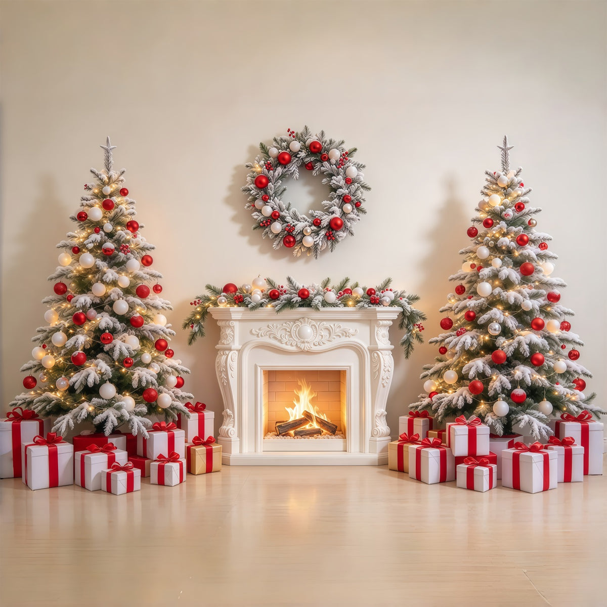 Red And White Christmas Backdrop Cpzy Fireplace Display 10 x 10 Christmas Backdrop GQ69-101