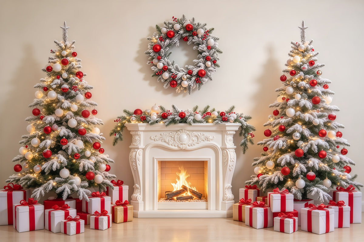 Red And White Christmas Backdrop Cpzy Fireplace Display 10 x 10 Christmas Backdrop GQ69-101