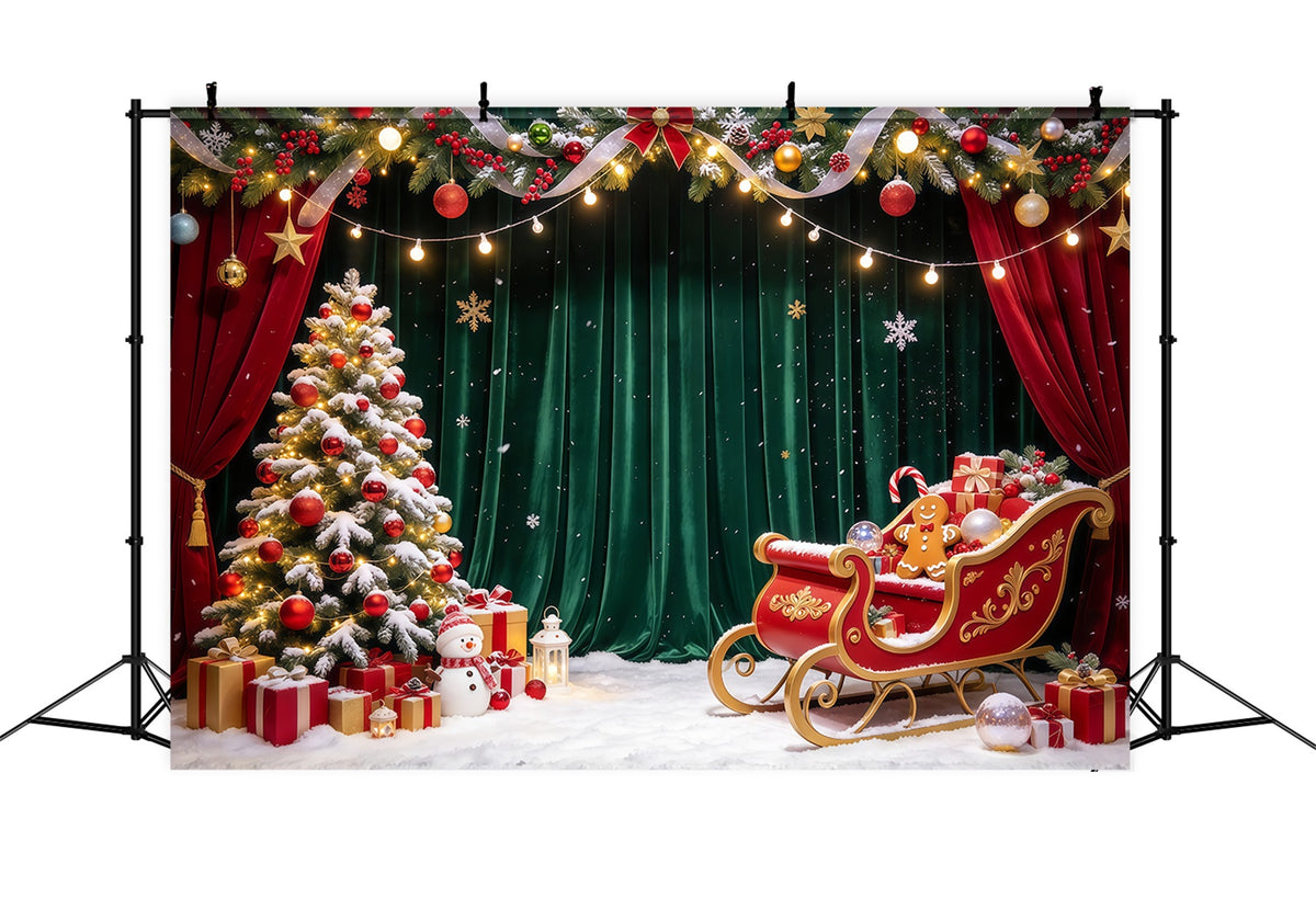 Christmas Party Picture Backdrop Velvet Sleigh Gift Display Christmas Backdrop Vertical GQ69-104