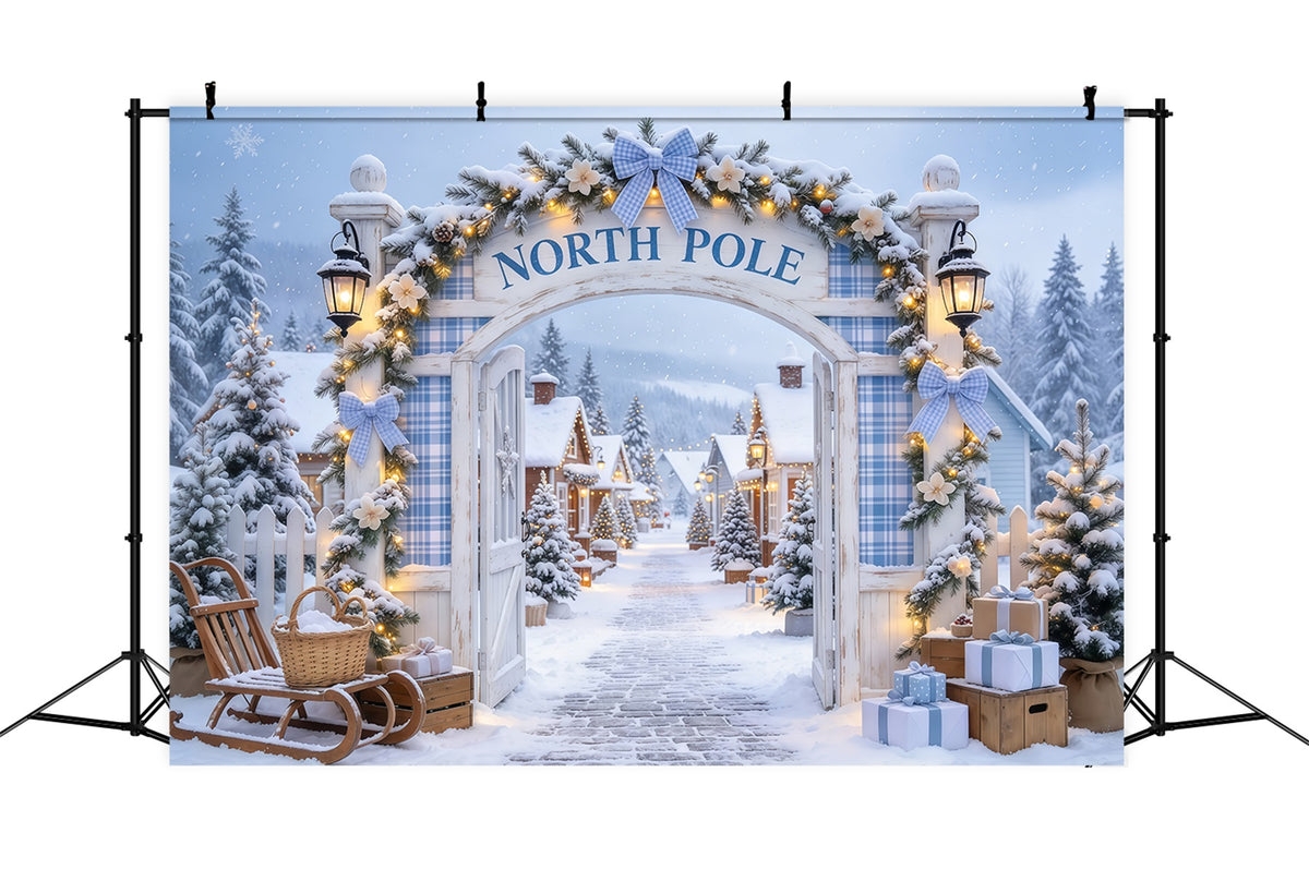 Christmas North Pole Backdrop Snowy Village Gateway Christmas Concert Backdrop GQ69-116