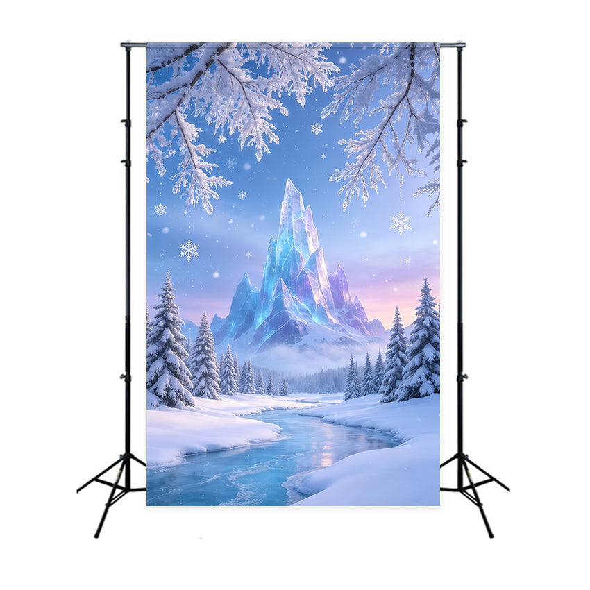 Christmas Wonderland Backdrop Frozen Crystal Mountain Professional Christmas Backdrop GQ69-50