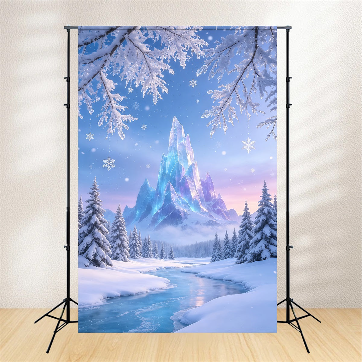 Christmas Wonderland Backdrop Frozen Crystal Mountain Professional Christmas Backdrop GQ69-50