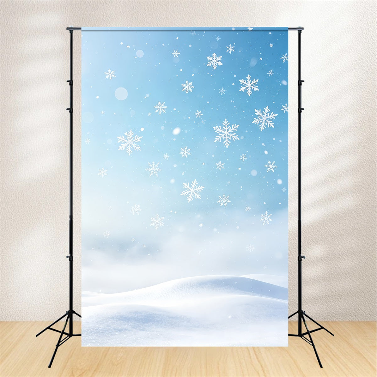 Christmas Snowflake Backdrop Snow Winter Sky Bokeh Christmas Muslin Backdrops GQ69-55