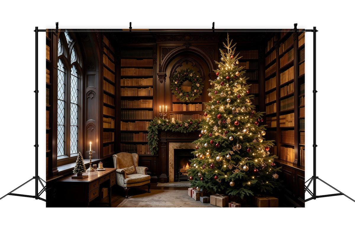 Indoor Christmas Backdrop Elegant Frosted Tree Arch Christmas Photography Backdrop GQ69-61