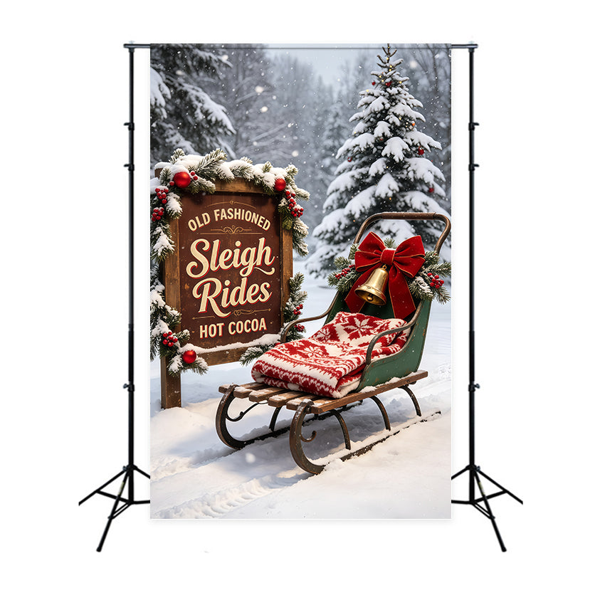 Christmas Sleigh Backdrop Vintage Library Tree Room Professional Christmas Backdrops GQ69-62