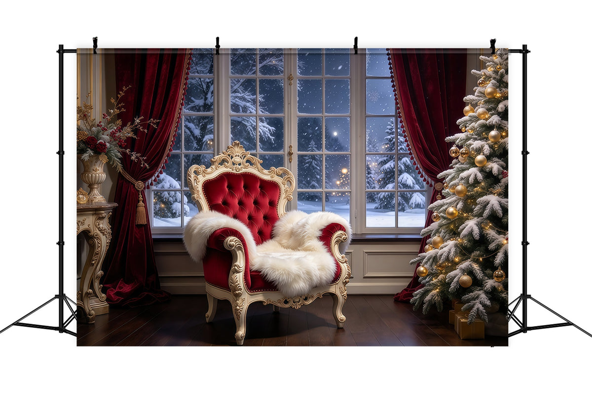 Santa Chair Backdrop Royal Velvet Chair Portrait Santa House Backdrop GQ69-85